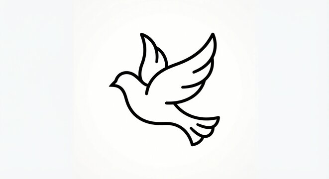 minimalist line-art icon illustration of a black dove.