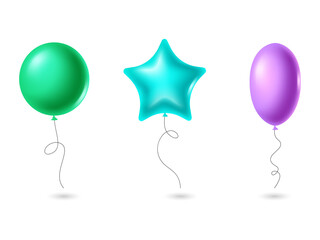 Colorful balloons in fun shapes on transparent background © MSTSAKHINA