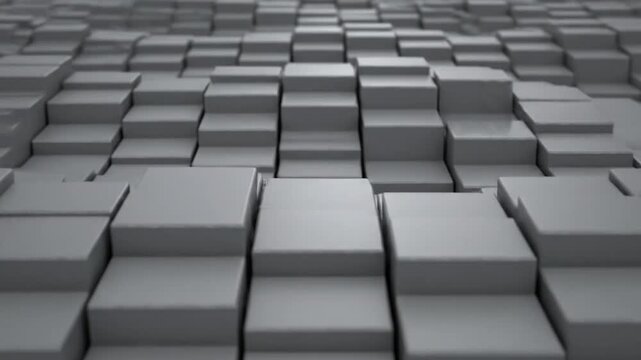Abstract Geometric Blocks Background Seamless Loop Grey Cubes Forming Stairs Textured Design