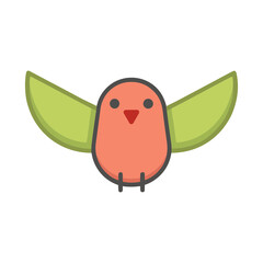 Fototapeta premium Cartoon bird with wings spread