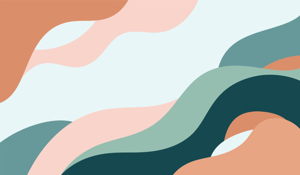 Abstract wave pattern with pastel colors and flowing organic shapes waves