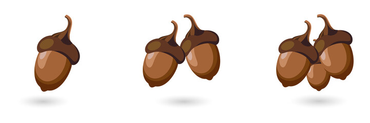 Illustration of acorns in various quantities on transparent background © MSTSAKHINA