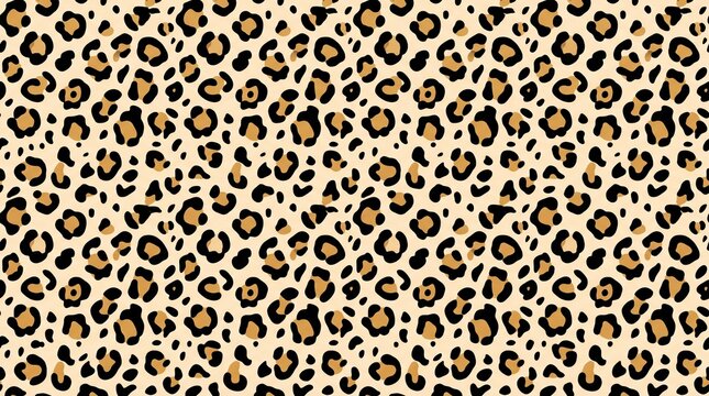 Detailed leopard skin pattern featuring beige and black organic shapes in a seamless repeating artistic design