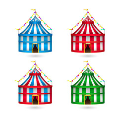 Colorful circus tents isolated on transparent background © MSTSAKHINA