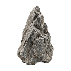 Pyramid shaped grey stone rock boulder isolated on transparent background, PNG © Moxen