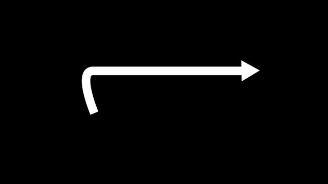 Dynamic glowing arrow  overlay, smooth arrow motion graphic animation on transparent background, arrow animation for UI element or Youtube overlay or directional graphics in 4k with alpha channel.  