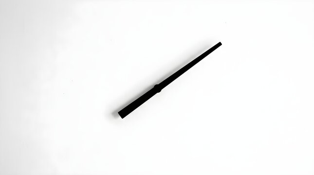 Minimalist black magic wand on white background, mystical wooden wizard staff, fantasy sorcerer tool for cosplay and magic shows