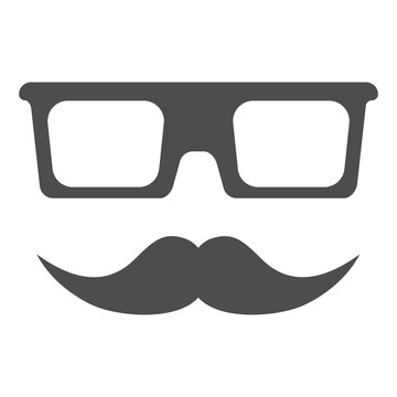 Nerd face icon with round glasses and curled mustache, playful intellectual character for humor, smart concepts, messaging, social media and stickers