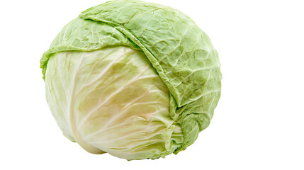 Fototapeta premium Fresh green cabbage head with crisp layered leaves, isolated on transparent background