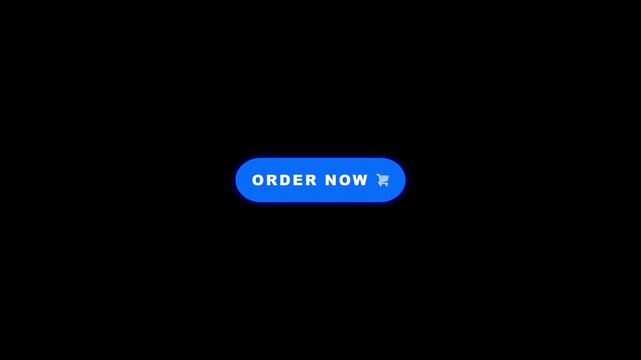 Blue Glowing ORDER NOW Button Motion Graphic Overlay Background with Shopping Cart Icon Animation
