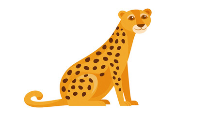 Stylized cheetah with brown spots sitting, isolated on transparent background © Mia