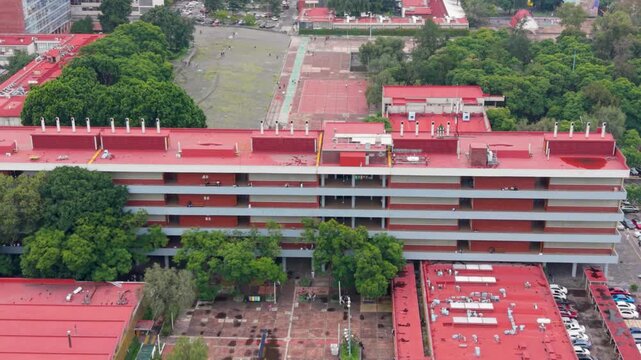 Aerial panorama of UNAM's Faculty of Chemistry buildings, CDMX