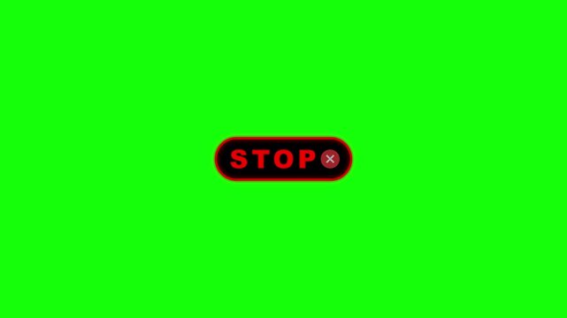 Digital Cyber Security Stop Button Animation Display on Chroma Key Green Screen