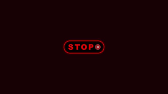 Red Glowing Stop Button Motion Graphic Overlay Background with Cross Icon Animation
