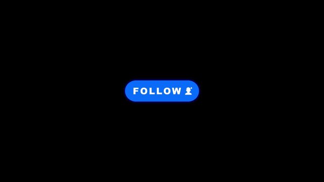 Blue Social Media Follow Button Display Animation with User Icon for Video Overlay