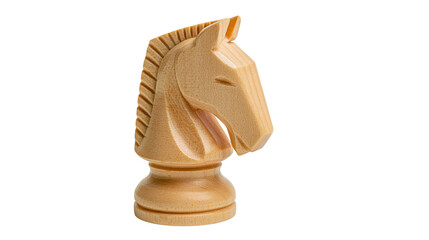 Natural wood chess knight piece, isolated on transparent background © Mia