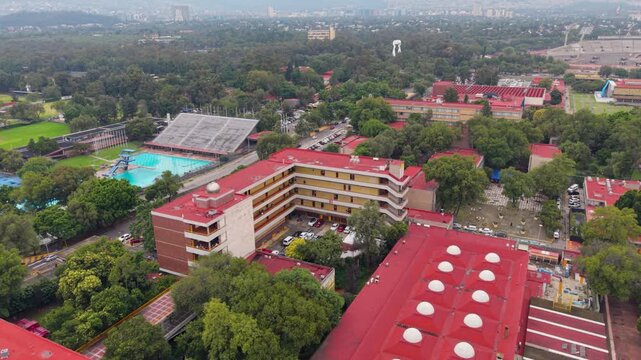 UNAM Faculty of Engineering campus viewed from above, CDMX