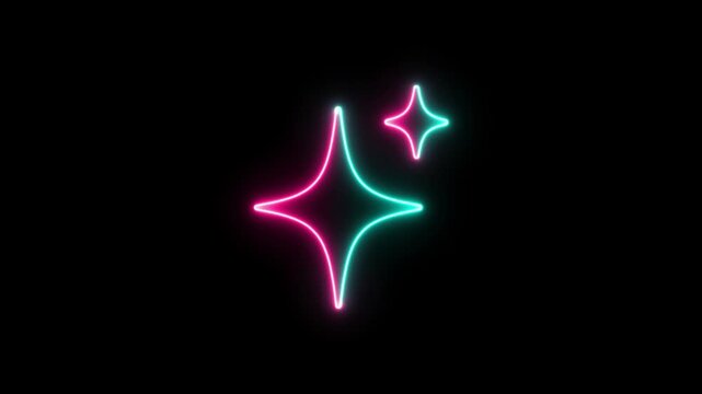 Bright neon glowing spark icons with pink and blue light effect