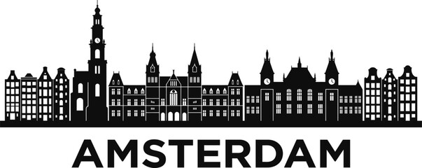 Naklejka premium Amsterdam skyline silhouette vector illustration