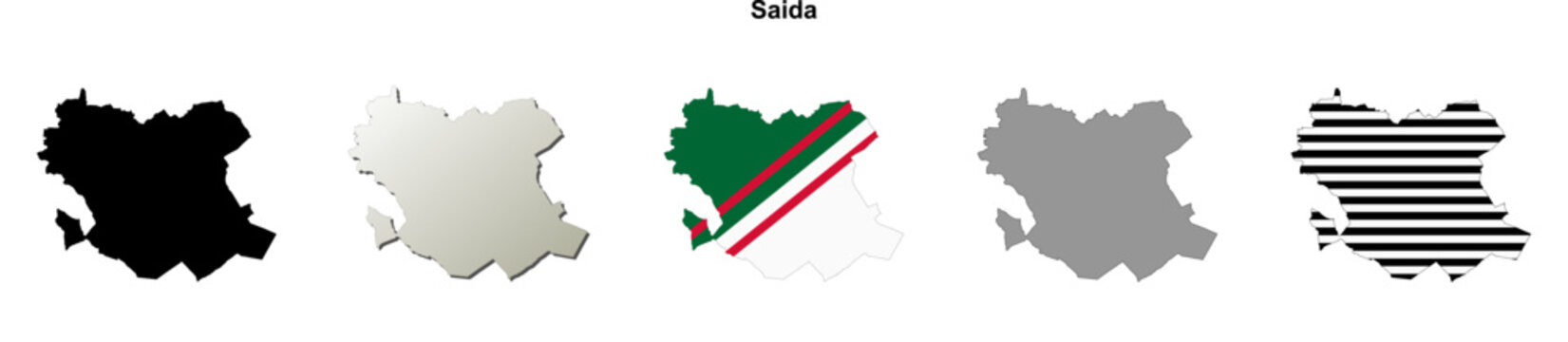 Saida, Algeria blank outline map set