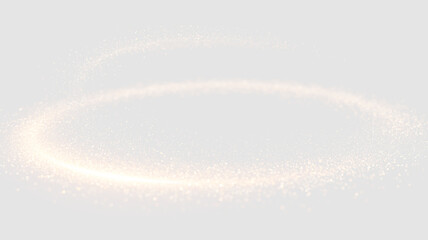 Circular golden light trail with sparkling dust particles. Glowing magic ring halo on transparent background © ALEXA