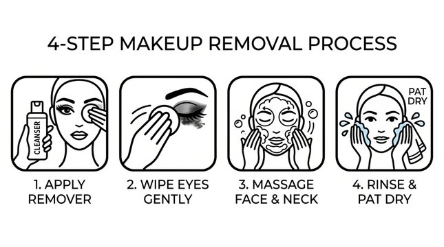 Simple steps for effective makeup removal routine at home.