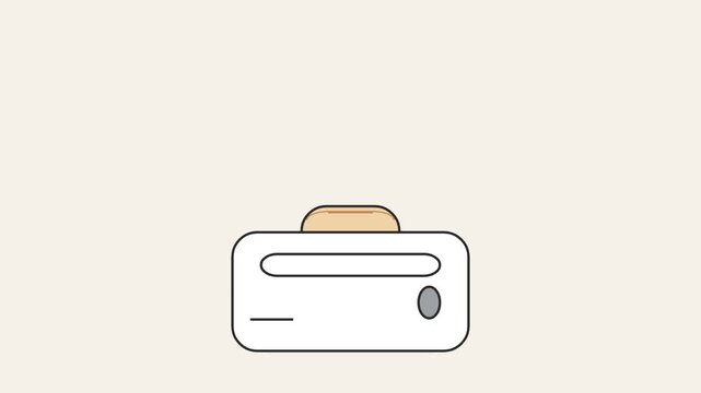 Toaster animation showing bread popping up in a simple digital