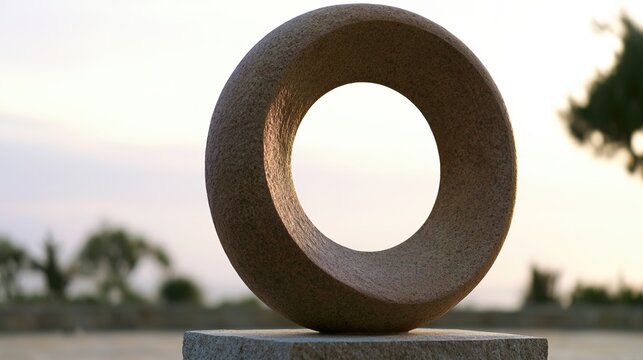coiled. A monumental granite serpent sculpture coiled in a circle on a stone plinth. event programs, museum guides, designed for cultural heritage projects and event programs.