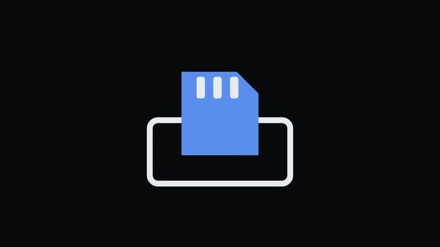 SD card slotting Animated Line Icon Seamless Loop Motion Graphic Concept