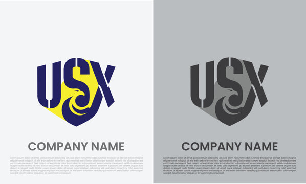 USX SXU Letter Eagle Logo Design Vector, Modern Powerful Freedom Business Corporate Identity Template