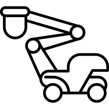 Machinery boom lift cherry picker thin line icon vector illustration