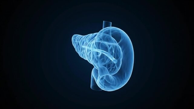 3D Animation of Human Pancreas and Duodenum Anatomy Medical Illustration