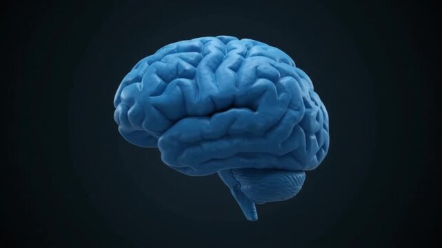 3D Blue Brain with Glowing Neural Connections Medical Science Futuristic Technology Abstract Concept