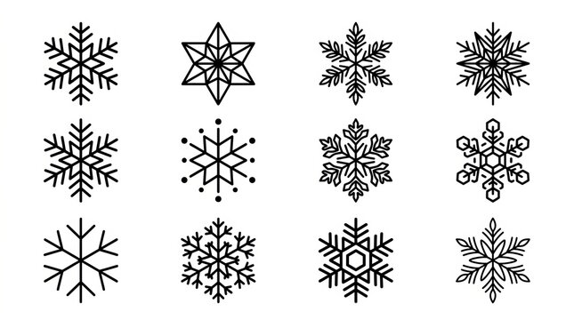 Elegant Winter Snowflake Patterns for Holiday Designs.