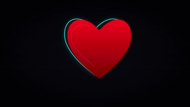 pulsating neon heart icon for romantic digital media