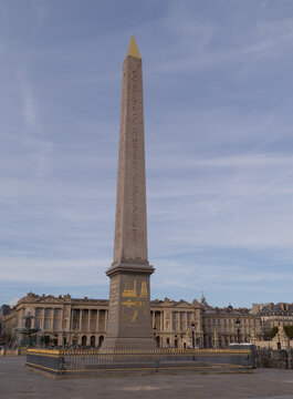 Luxor Obelisk stands in Place de la Concorde, an ancient monument creating a unique travel landmark