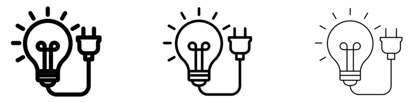 Lightbulb and power plug flat icon for energy concept