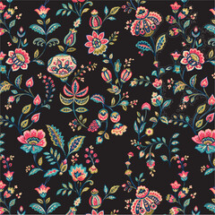 Fototapeta premium Textile Tresing Design Seamless All Over Flowers Design Pattern Background Abstract Design