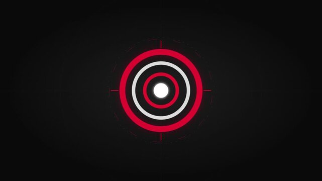 pulsing target aim icon on bold crimson red