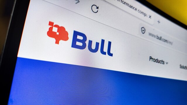 .a computer screen with bull website displayed...Bull delivers, end-to-end solutions, seamlessly integrating hardware, software, and services for advanced computing and A