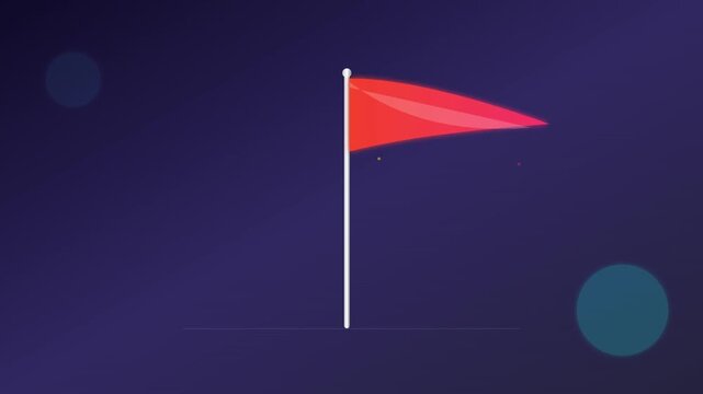 Red Goal Flag Milestone Success Achievement Vector Animation