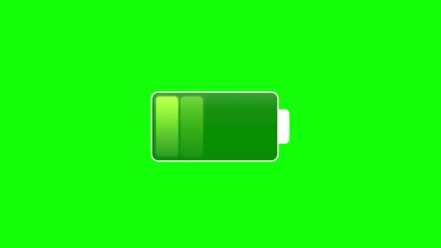 retro green battery charging power animation green screen