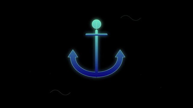 Rising Navy Anchor Icon Animation On Black Screen