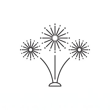 Minimalist fireworks icon illustration for celebration and festive event design projects.