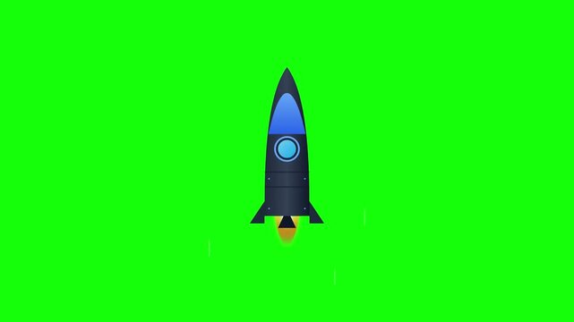 Rocket Ship Ignition Icon Animation On Green Screen