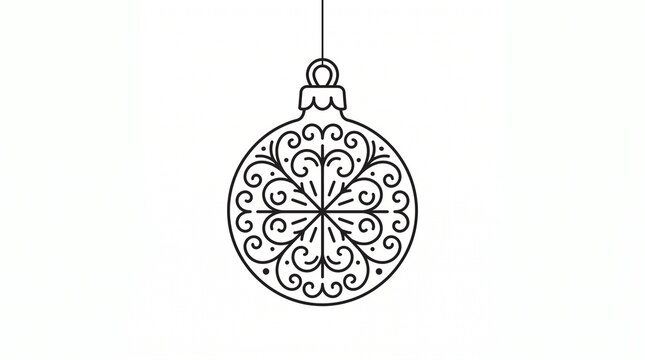 Christmas bauble line art ornament, festive holiday decoration vector illustration