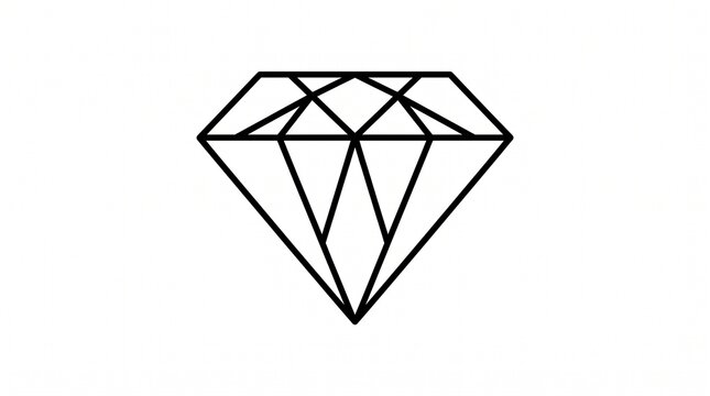 Diamond line art icon, minimalist gemstone vector graphic for jewelry design