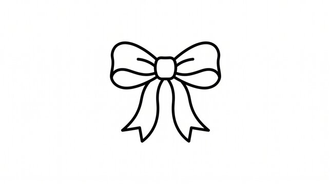 Minimalist ribbon bow line art icon for gift wrapping and holiday celebration design