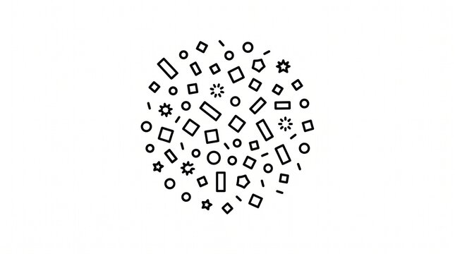 Confetti circle icon, festive party decoration vector outline element for celebration design