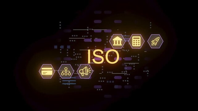 Various icons represent different sectors related to ISO standards. This graphic shows the significance of ISO in industries like technology, finance, and manufacturing.